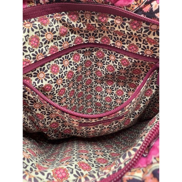 Vera Bradley Iconic Triple Zip Hipster Crossbody Bag Purse Raspberry Medallion - Picture 7 of 16